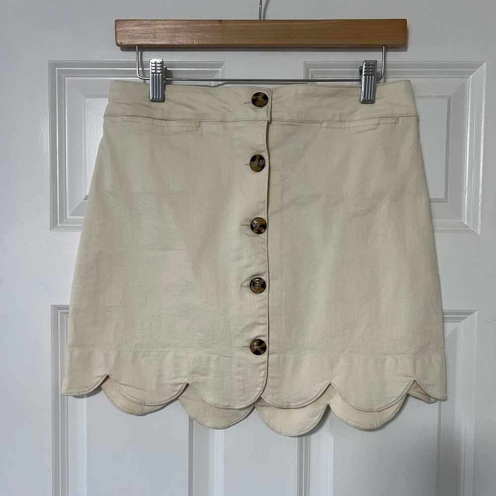 Francesca's Collections Cream Button-Down Mini Skirt
